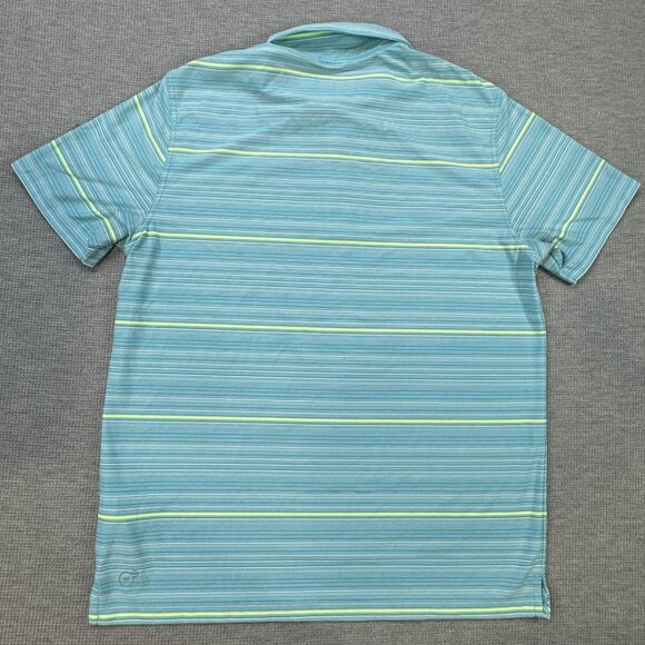Puma Mens Polo Top Sz L Turquoise Short Sleeve Striped Dry Cell Golf Active Tee - Picture 2 of 13